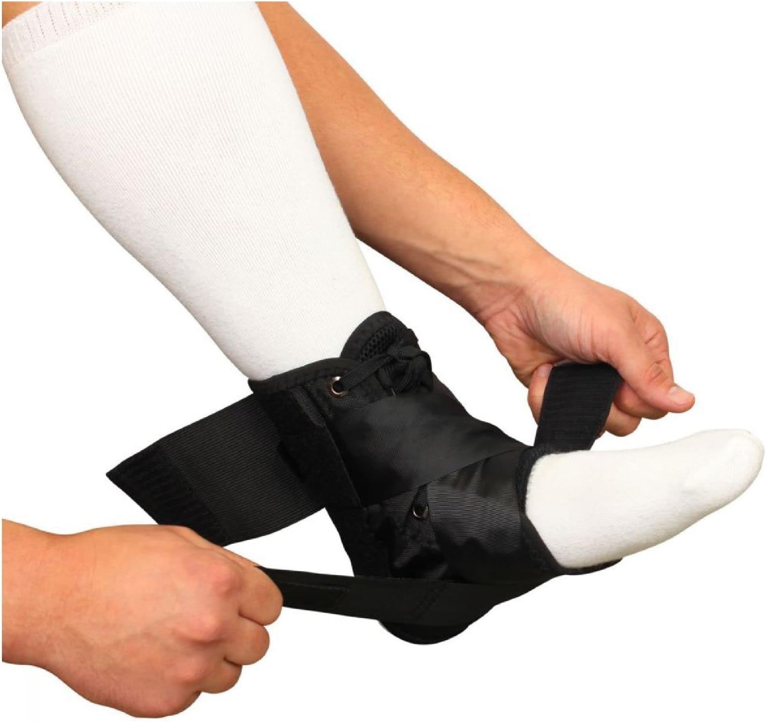 Lace Up Ankle Brace with Figure 8 Strapping - Compression Stabilizer Support & Leg Splint for Sprained, Rolled, Acute Ankle Injuries by Brace Direct