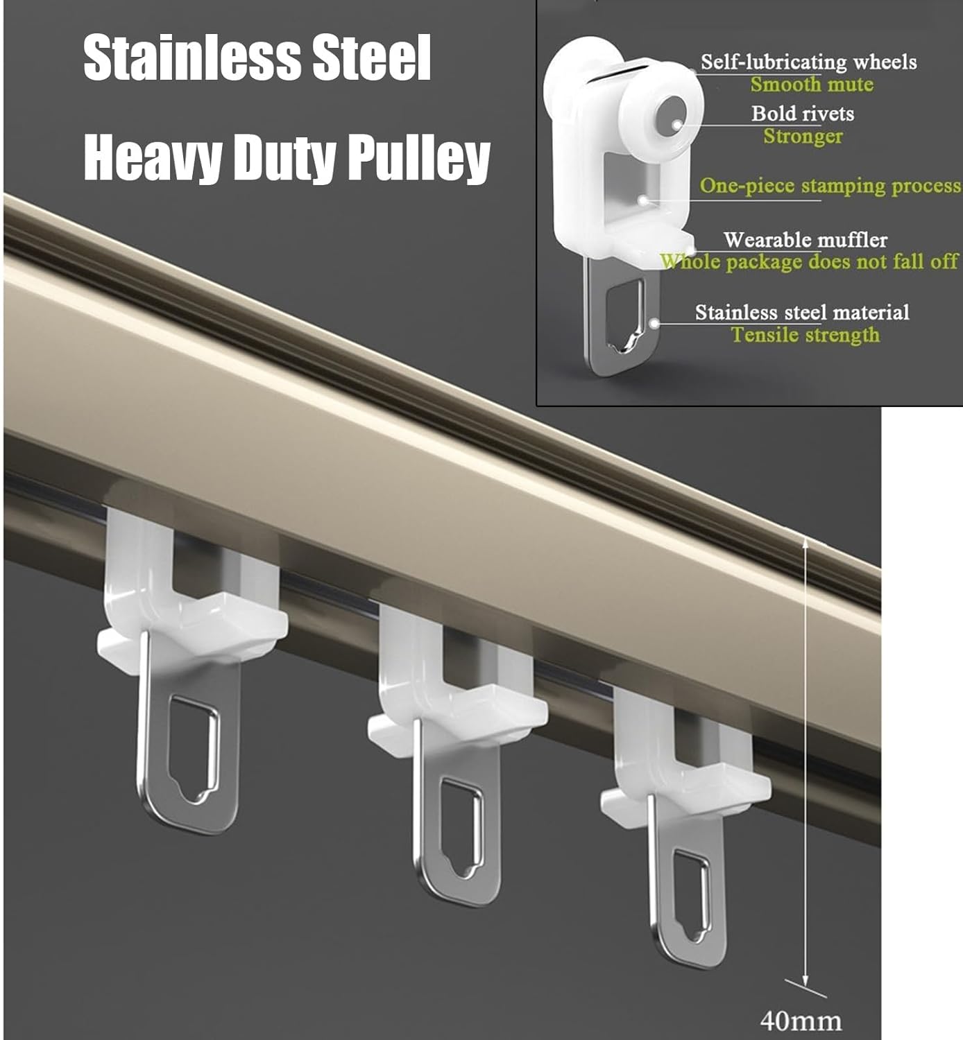 Durable Aluminium Curtain Track Rails - Ceiling & Wall Mount, Quiet Mute Track for Curtains, Room Divider Rails for Privacy in Living Room, Bedroom & Shower.