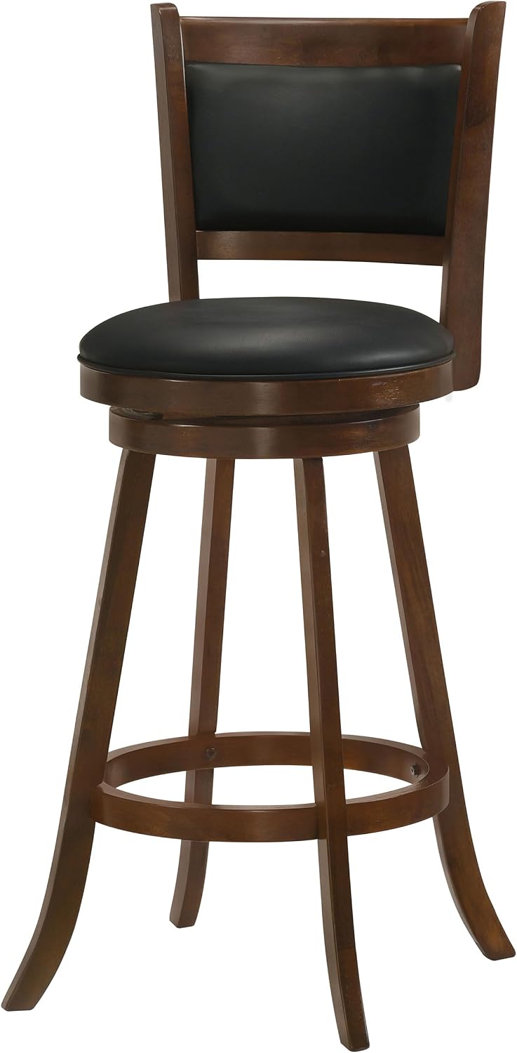Coaster Home Furnishings - Broxton - Wood - Set of 2 Upholstered Swivel Bar Stools with Padded Seat and Backrest, Swivel Seat, and Round Footrest - Kitchen & Dining Room - 30-Inch - Chestnut - 101920