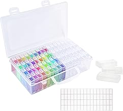 Diamond Painting Accessori - Scatola in Plastica da 64 Slots per Diamond Painting Organizer Trasparente con foglietti adesivi Diamond Painting Kit per Pittura Diamante per Glitter Strass Gioielli