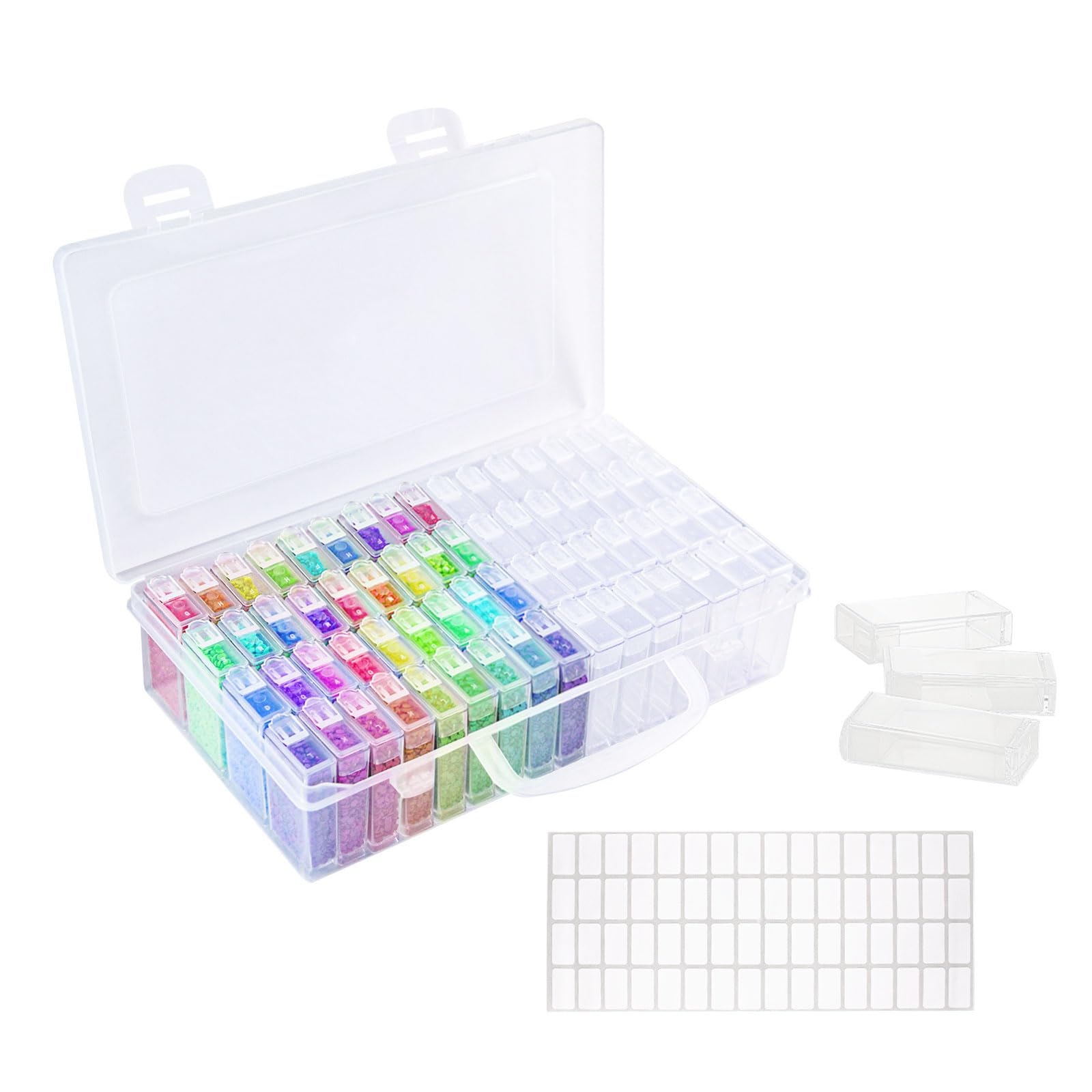 Set Da 120 Accessori Per Diamond Painting: 60 Vassoi + 60 Cere Adesive – Organizer Per Perline E Pittura Diamanti