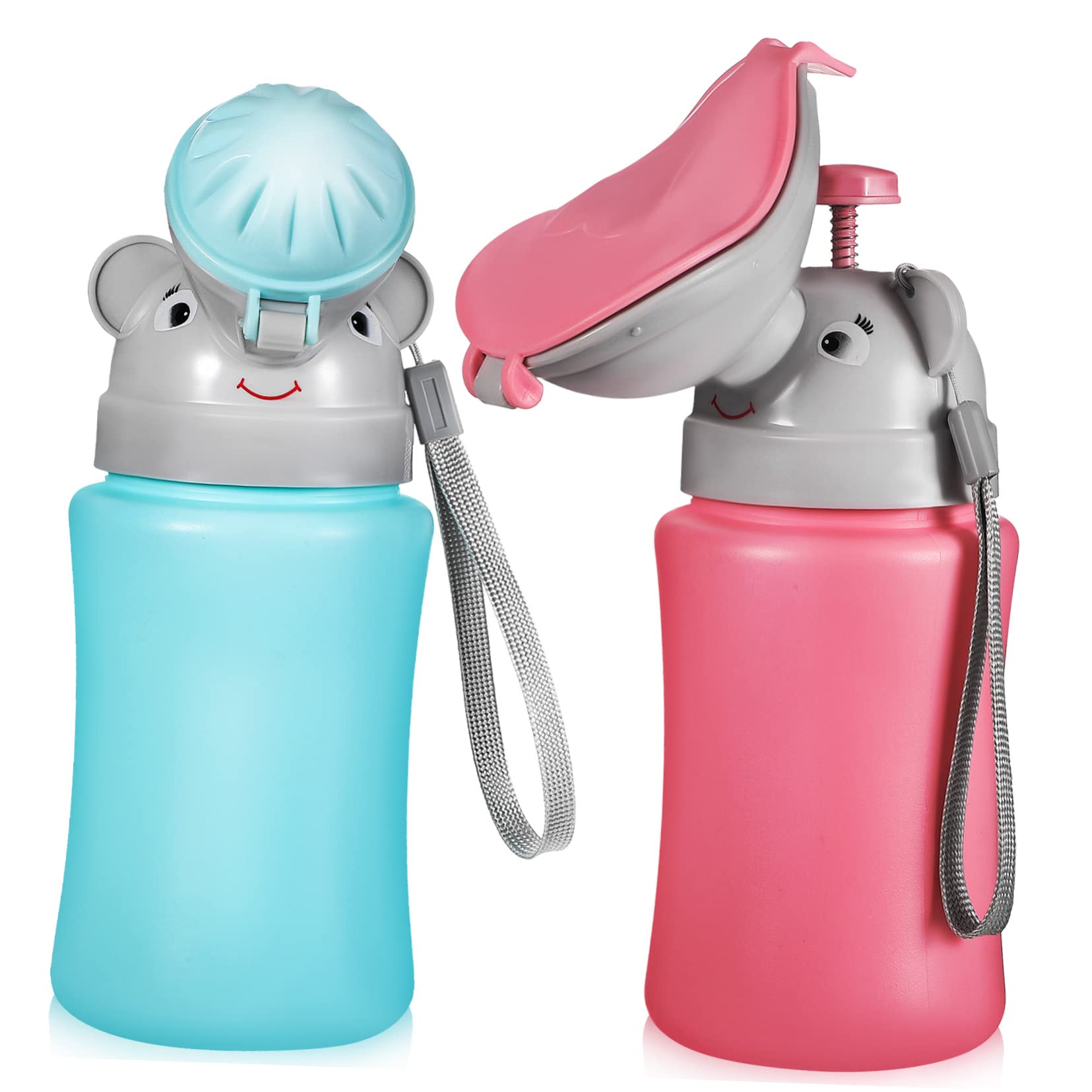 WHAMVOX Emergency Toilet for Toddlers 2 Pack Portable Kids Urinal Leak-Proof Cover Pee Training Bottle for Boys Girls