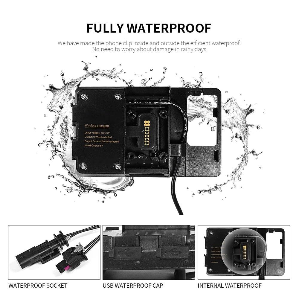 Staffa Navigazione per BMW R 1200 GS 1250 R1200GS LC per ADV R1250GS F750GS F850GS F900R F900XR S1000XR R1250R Supporto Ricarica Wireless per Telefono Cellulare Supporto Telefono GPS