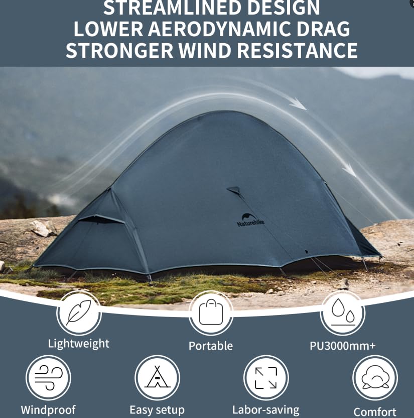 Image of Naturehike Cloud-Up 2 Person Tent Lightweight Backpacking Tent with Footprint - Free Standing Ultralight Camping Hiking Backpack Tents Two Person Tent