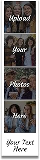 Magnet Me Up Custom Photo Strip Frame Magnet Decal, Customizable Photo Booth Picture Frame Fridge (2"x8"- w/Text)