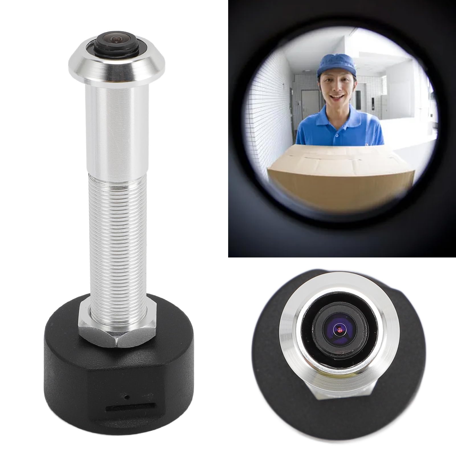 ASHATA Telecamera spioncino grandangolare 1080p HD con obiettivo 170°, con rilevamento di movimento, app per Tuya per la sicurezza domestica (argento)