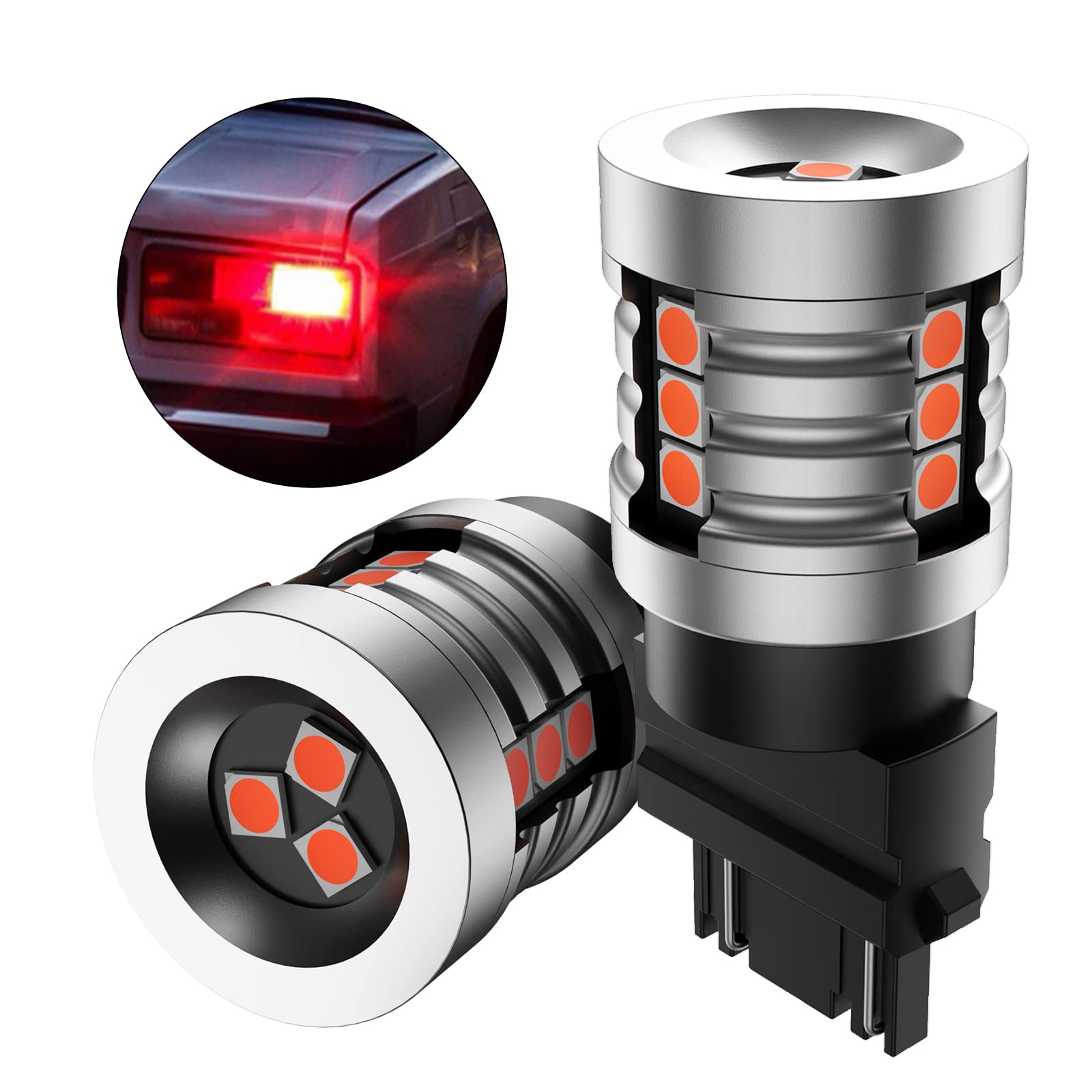 SEALIGHT 3157 Brake Light Bulb LED, 12V Super Bright 9-SMD 3030 Chips Backup Led Bulb 3156 3056 3057 3457 4057 LED Light Reverse Backup Light Bulbs for Parking, Brake, Tail Light Bulbs (Red, 2pc)