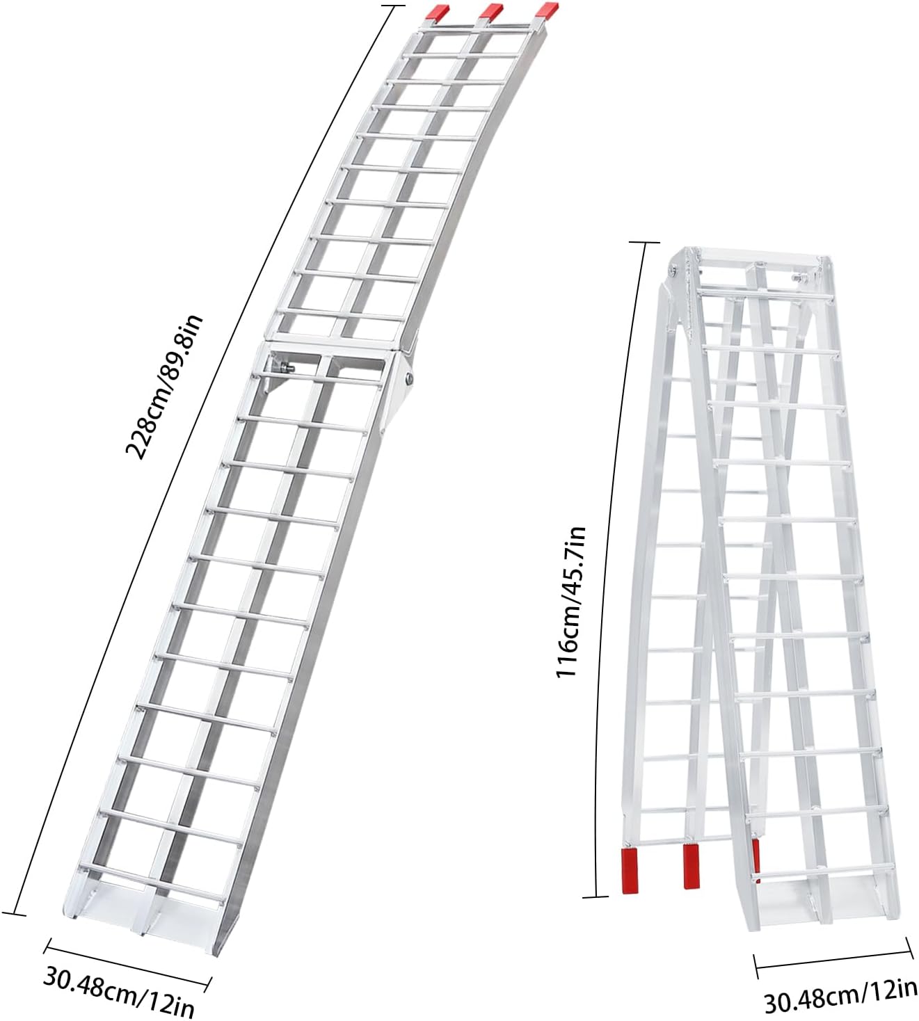 Aluminum Ramps 3000 LBS, Truck Car Auto Trailer Ramps with Top Hook, Folding Heavy Duty Ramp Loading Ramp for Trailer, Motorcycle, Trucks, ATV/UTV, 89" L x 12" W, 2Pcs