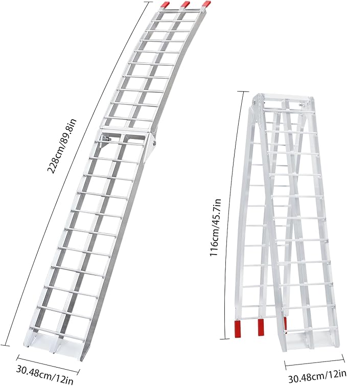 Rampas de aluminio para remolque 2 piezas 3000 lbs 89" x 11" plegables miniatura 3