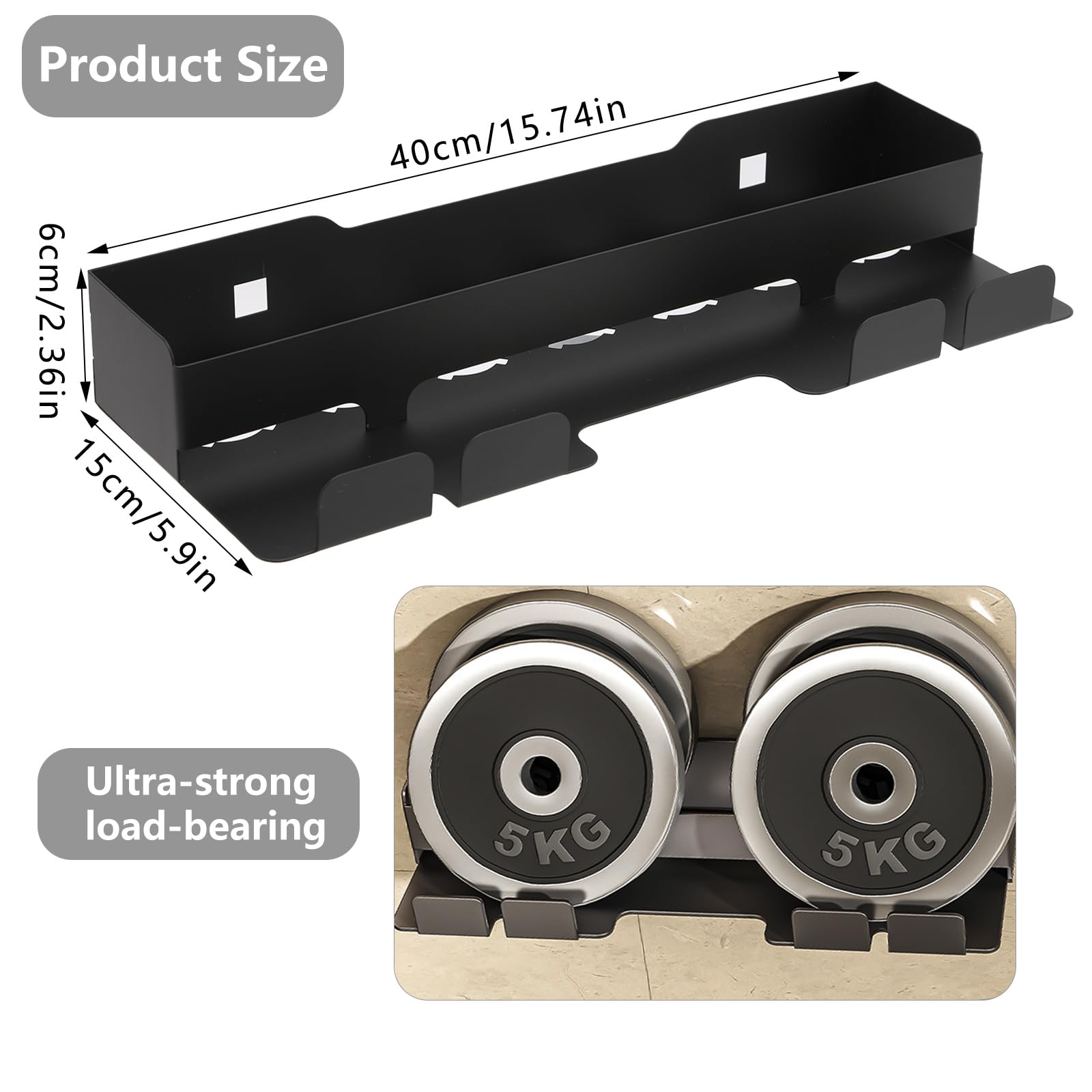 Petyoung Supporto per Asciugacapelli a Parete Senza Foratura, Supporto per Asciugacapelli in Acciaio Inox Nero, Supporto per Piastre per Capelli per Organizzatore Casa e Bagno