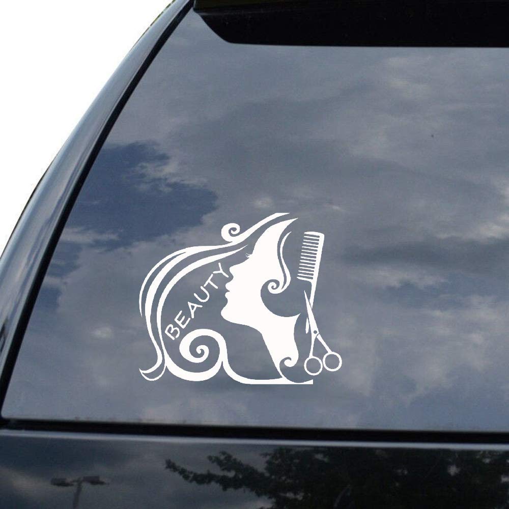 15Cm*13.2Cm Fashion Beauty Salon Hair Dresser Girls Decoration Car Sticker for car Laptop Window Sticker