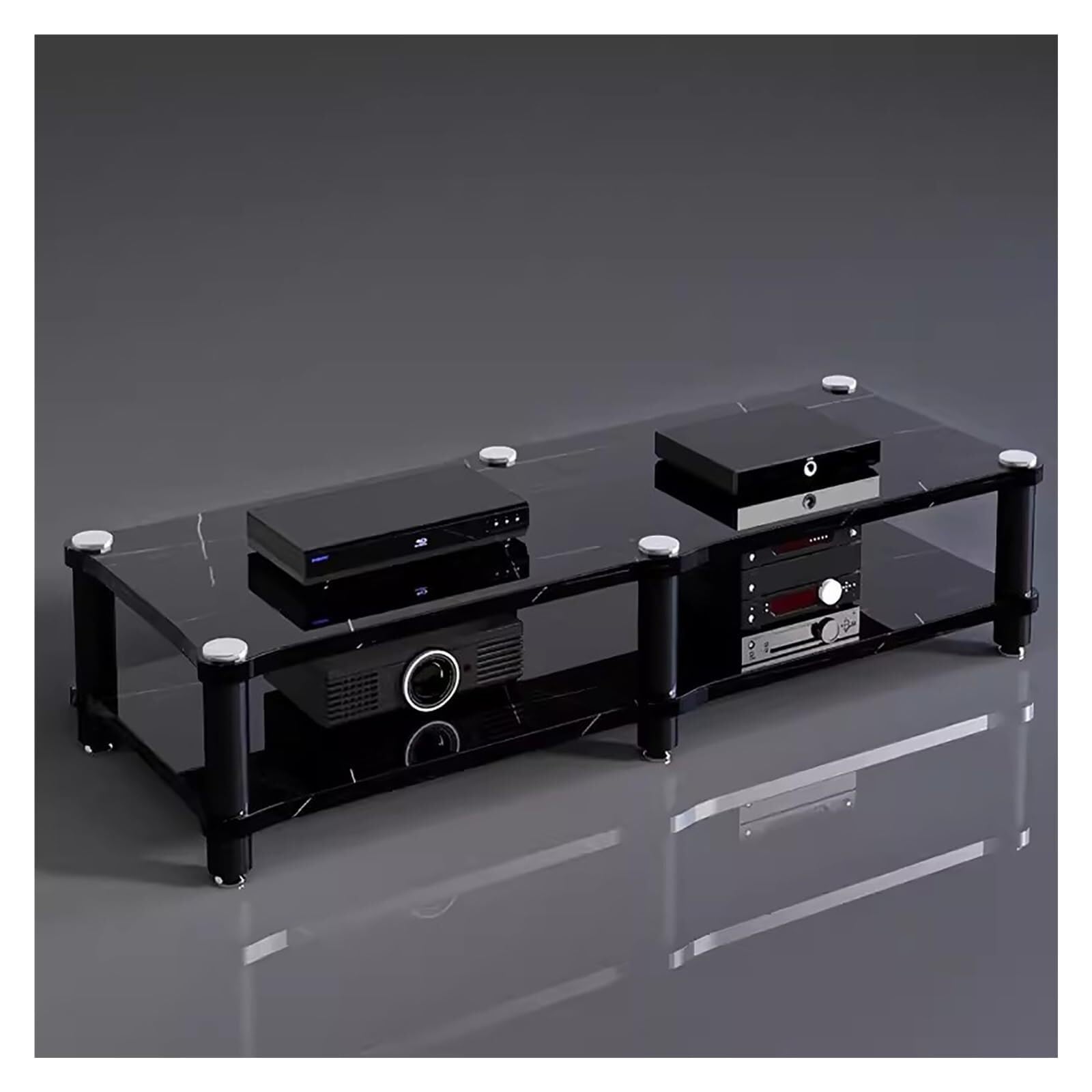 Supporto multimediale a 2 livelli per Hi-Fi Rack AV per audio e proiettori da giocoArchiviazione portatile per lettori DVD, console di gioco e scatole per cavi, organizer versatile per apparecchiature