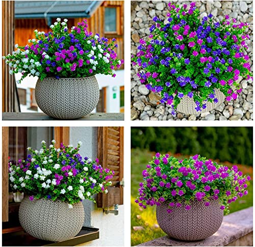 Aior 10 Bundles Artificial Flowers Artificial Bushes, Uv Resistant Fake Flowers Plastic Greenery Shrubs Plants For Floral Arrangement, Hanging Baskets, Home Garden Decor (Purple) #TOP2