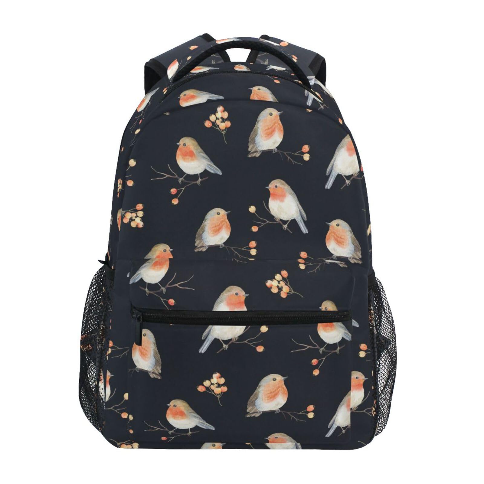 JUZGTSIT School Backpack Robin Bird Pattern Boys Girls Schoolbag Bookbag Casual Backpack Travel Rucksack Daypack
