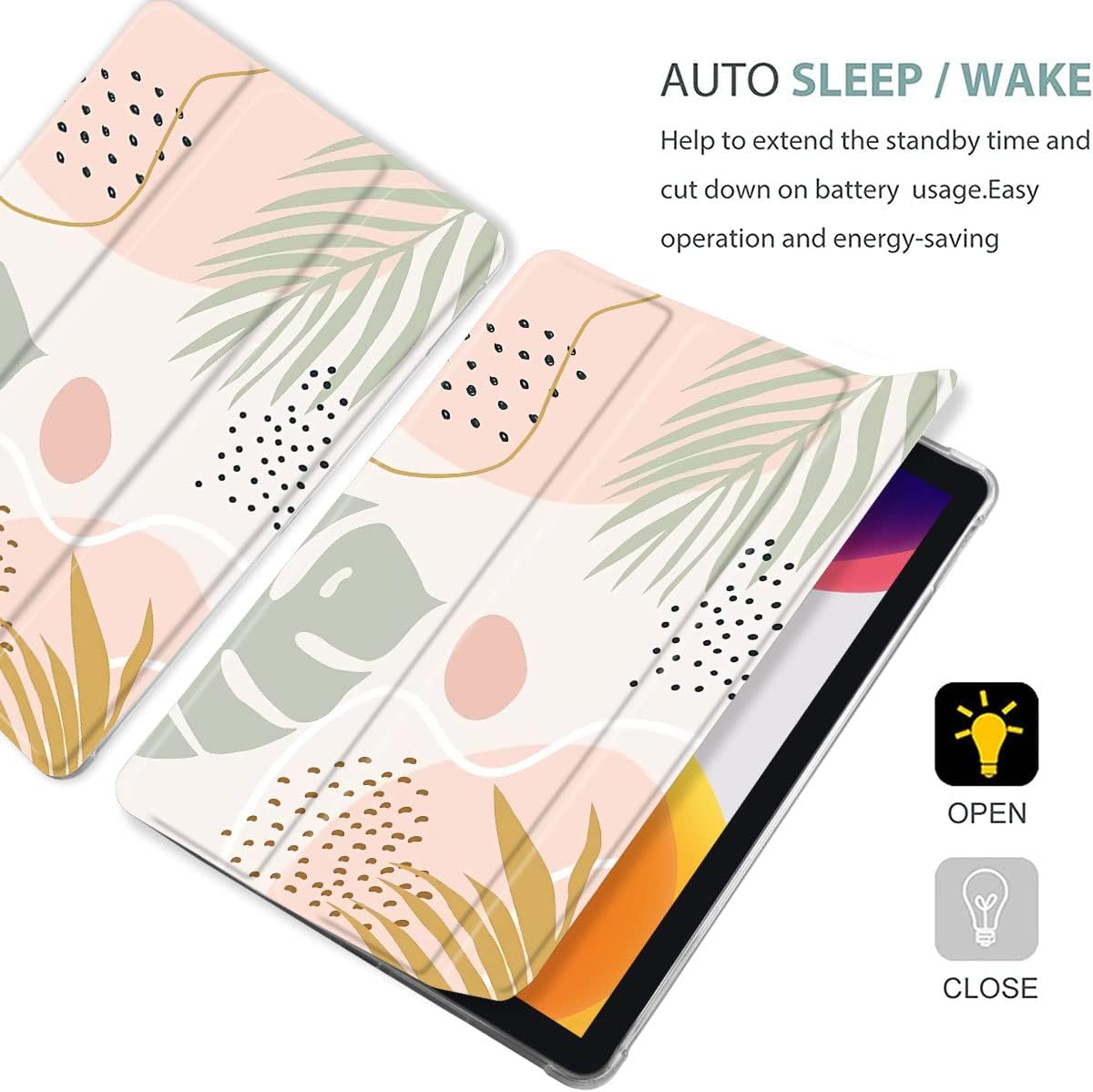 MAYCARI Green Leaves Case for iPad Pro 11 Inch with Pencil Holder, Aesthetic iPad Pro 4th/3rd/2nd Generation Soft TPU Case, Auto Sleep/Wake Cover Slim Shell for Girls Women