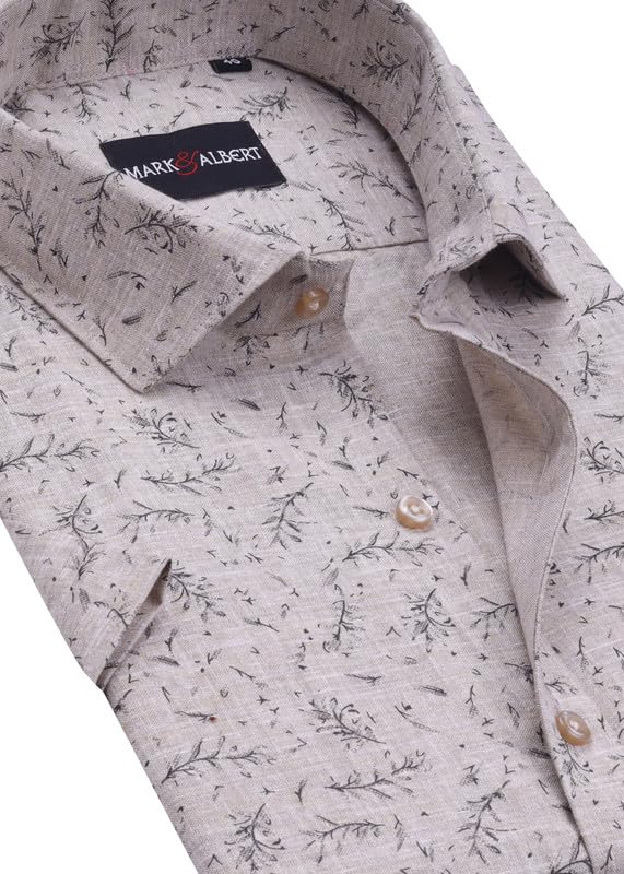 Image of Mark & Albert Men's Half Sleeve Cotton Linen Shirt Blue
