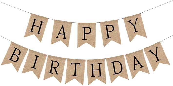 Amazon Co Jp お誕生日 ガーランド ハッピーバースデー バナー 誕生日 飾り付け フラッグガーラインド 13枚 ナチュラル 麻 アルファベット レターバナー バスディー パーティー 装飾 デコレーション 道具 壁飾り インテリア 黒字 おもちゃ