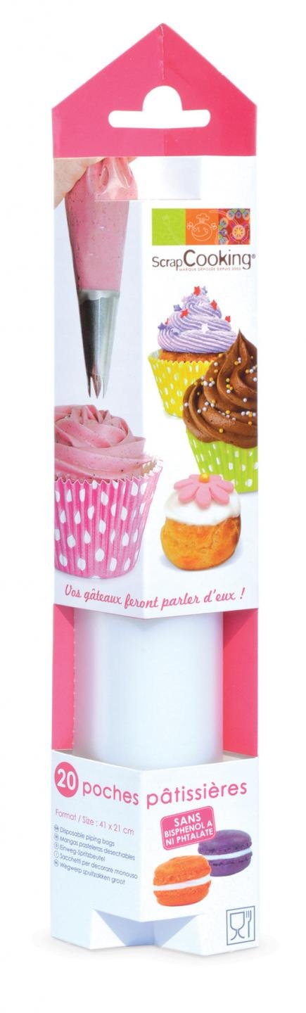 ScrapCookingSCRAP COOKING 5190 Box of 20 Piping Bags, Polypropylene, Multi-Colour, 41 x 21 cm