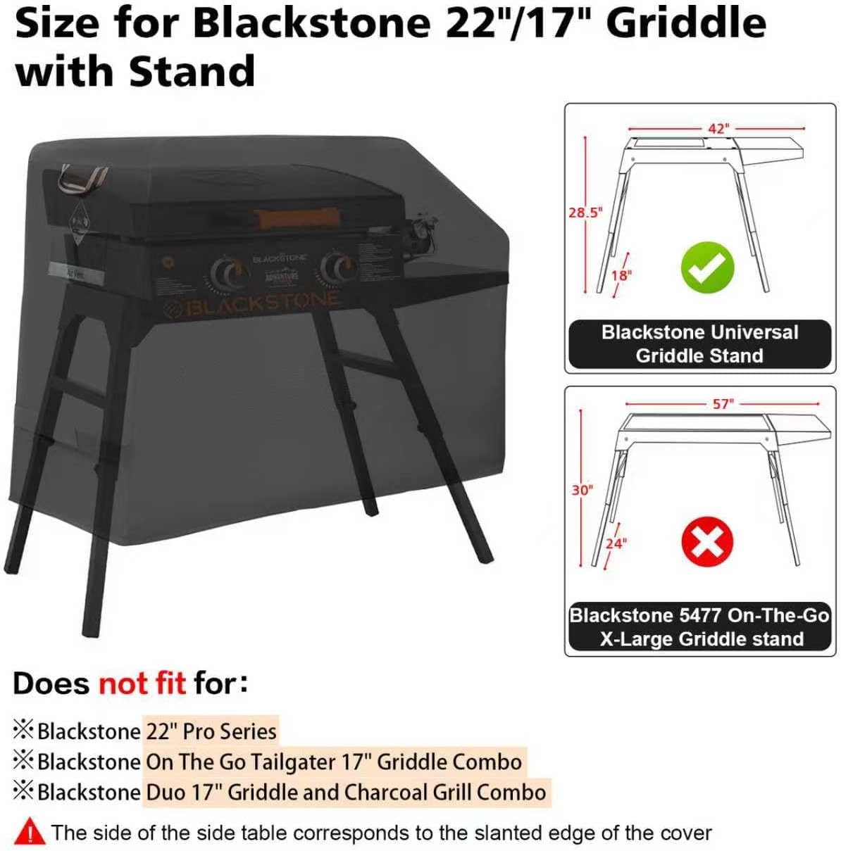 griddle cover for blackstone 22 inch with hood & stand?upgrade 600d heavy duty fabric? waterproof uv & fade resistant griddle cover for blackstone 17 and 22 inch grill with straps & air vents