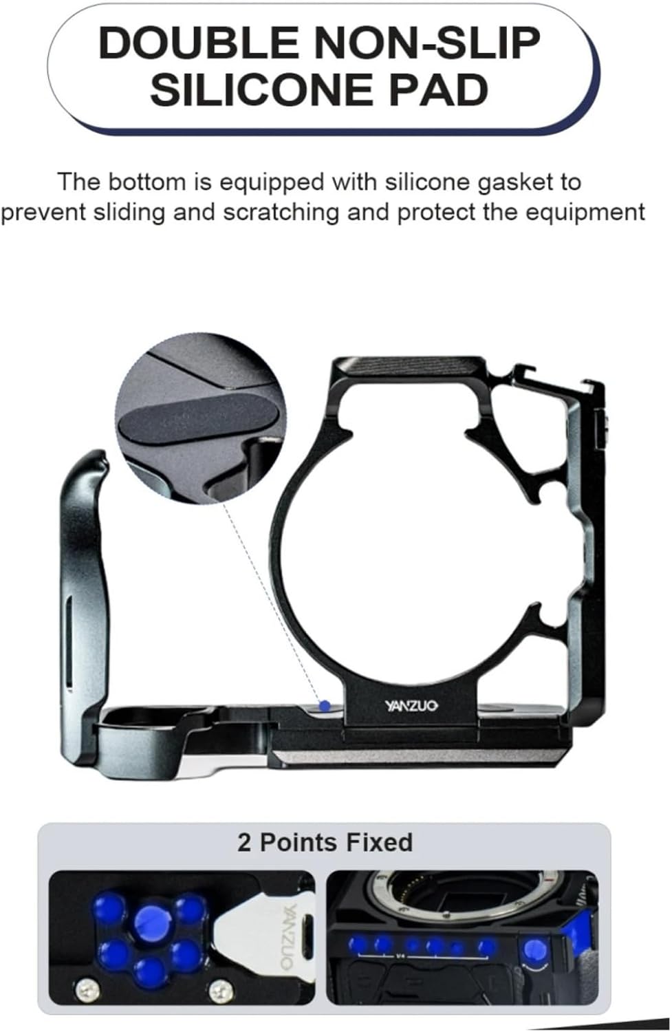 Metal Camera Cage Stabilization Bracket for Canon R7 Camera with 2-Point Fixing and Quick-Release Design (Titanium)