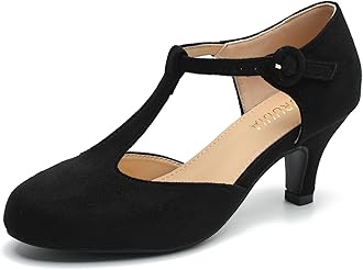 LIURUIJIA Women's T Strap Mary Jane Kitten Heels Pumps Vintage Low Heel Dress Shoes for Wedding Party Work Church