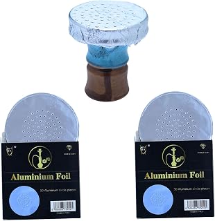 100 Pack Hookah Foil with Holes – Hookah Accessories Aluminum Shisha Foils Sheets Pre Punched For Shisha Hooka Set Flavor Tobacco Fit All Hookah Bowl with Coal 5.5 Inches