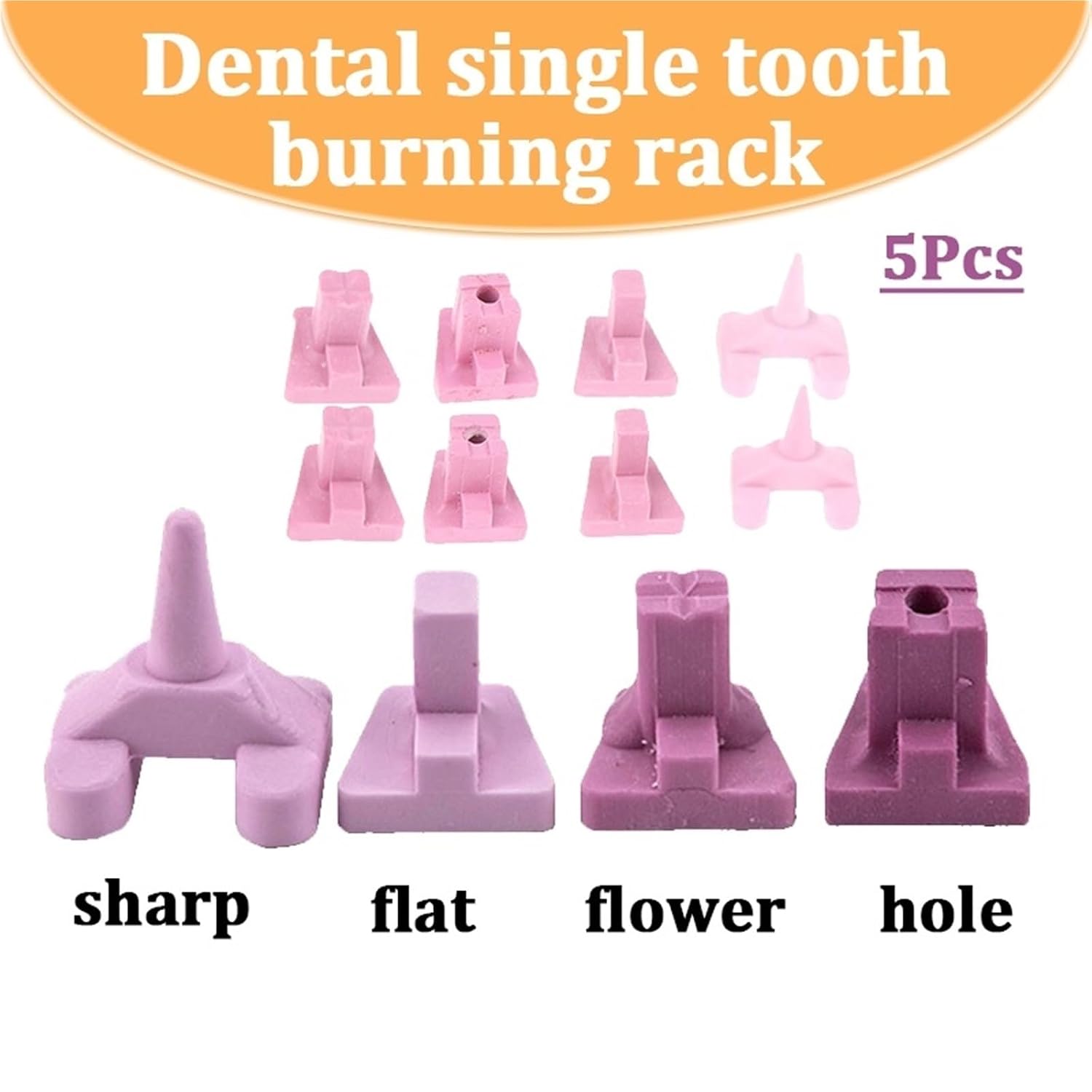 Ceramic Firing Pegs for Crowns and Bridges 5Pcs Dental Ceramic Firing Pink Pegs Lab for Single Porcelain Crown Oven Tray Ceramist Tool(5pcs Flower)