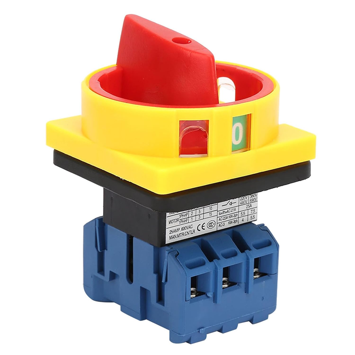 25 A Rotary Switch, Changeover Switch, 3 Position Rotary Cam Switch, 3 Pole 2 Position Load, Load Circuit Breaker Switch