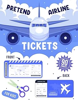 Pretend Airline Tickets Book: Perfect practice for first plane trips or just for pretend fun! | 90 premium coloured tickets