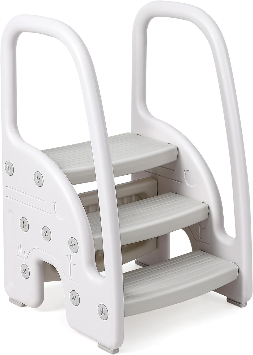 GarveeLife Toddler 3 Step Stool Kids Standing Tower for Bathroom Sink Kitchen Counter, Plastic Stepping Standing Stool Helper with Handles Sides for Toilet Potty Training, Lightweight Non-Slip