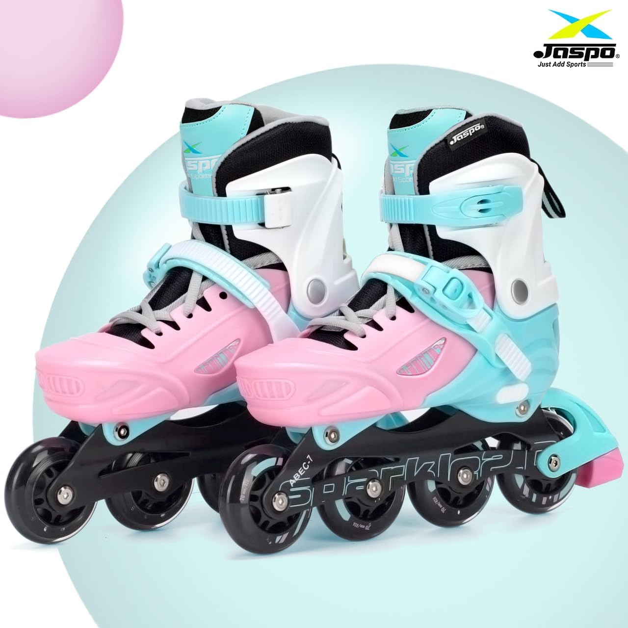 Jaspo Sparkle 2.0 Convertible & Adjustable Inline/Quad Roller Skates, 2-in-1 Design,Aluminium Chassis, 70mm PU 85A Wheels, PVC Shoe,for Kids & Youth
