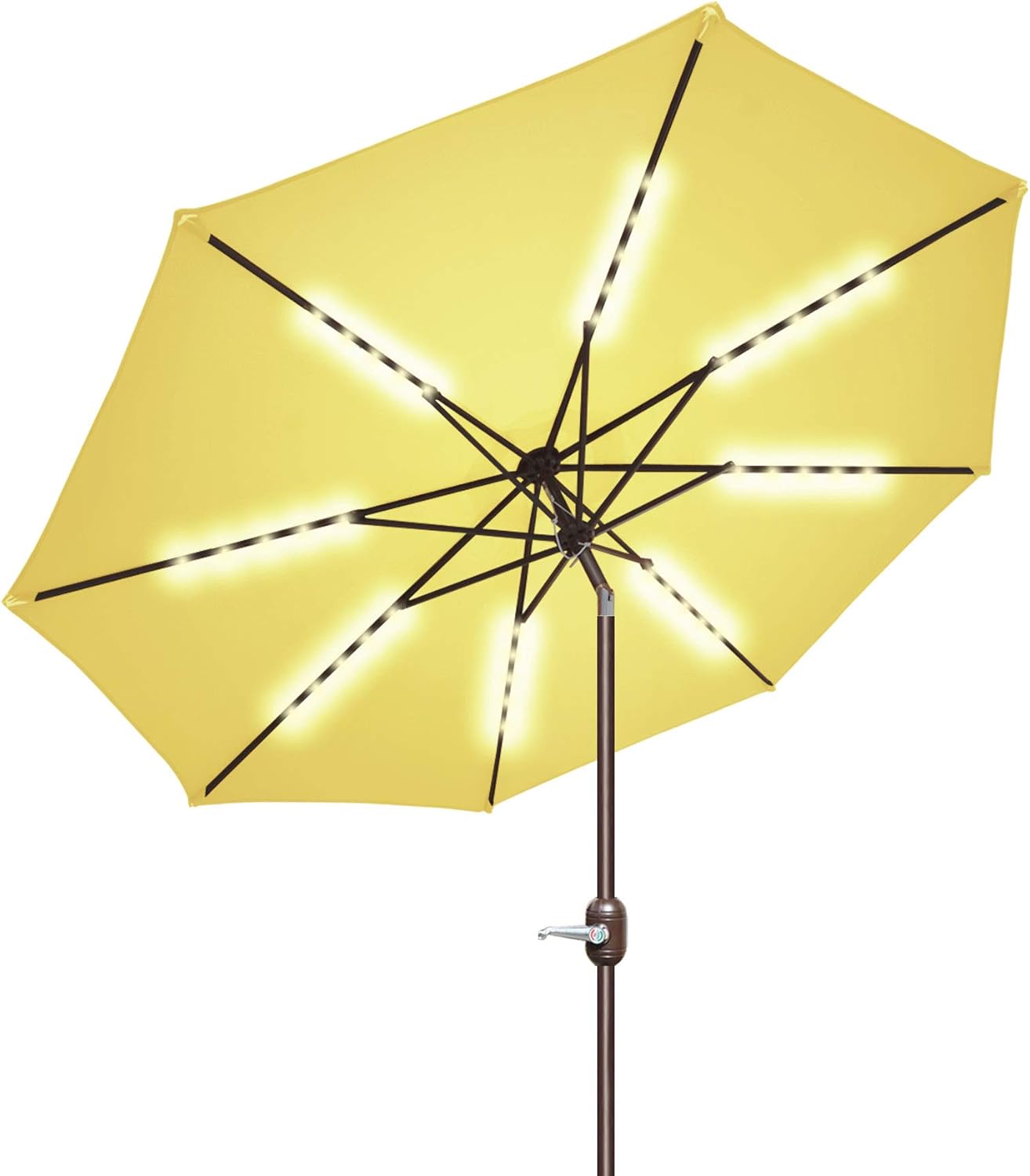 Strong Camel 9' Battery Power Lighting Patio Umbrella Outdoor Table Market Umbrella w/Tilt Adjustment (Beige)
