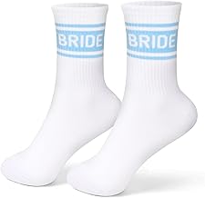 COLOFALLA 1 Pair of Blue Bride Socks Bride to Be Wedding Gift Cotton White Bridesmaid Engaged Gift