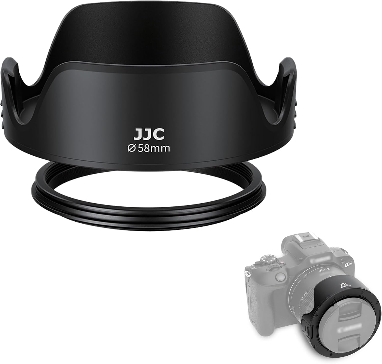 JJC 58mm Tulip Flower Lens Hood Accessories for Canon EOS Rebel T7 T6 T8i T7i T6i T5i SL3 SL2 90D 80D 77D Camera with EF-S 18-55mm Kit Lens, Innovative Reversible Design, Support 58mm Filter/Lens Cap