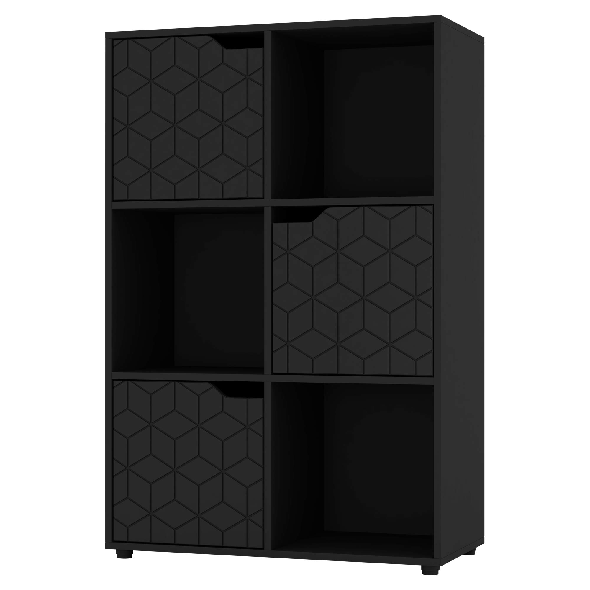 URBNLIVING Black Wooden Cube Bookcase Geo Geometric Door Display Shelf Storage Shelving Cupboard (Black Door, 2x3 Cube (6 Cube))