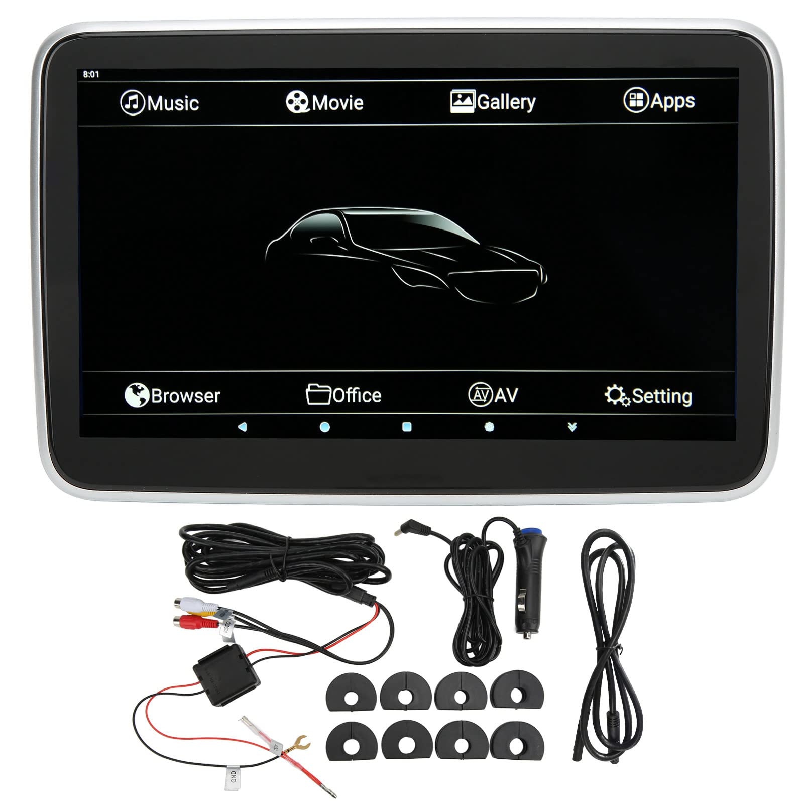 Headrest Monitor, 10.6in Touchscreen Car Display, Rear Seat Entertainment System for Android 9.0, Vehicle Multimedia Player, Car Video Display System