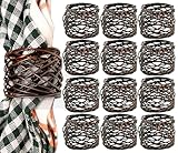 ALPHA Living HOME Napkin Rings Set 12 of Premium 100% Metal, Rust-Resistant Tabletop Décor - Napkin Holders for Family Dinner, Wedding, Party, Decorations, Banquet, Party, Easter - Bronze