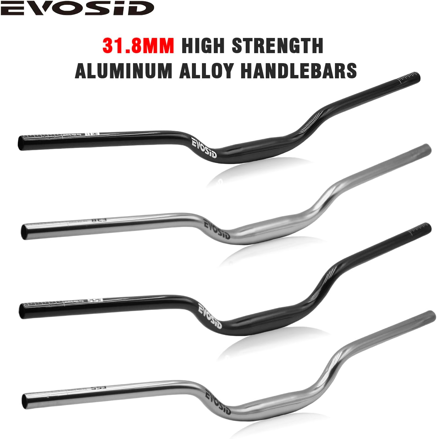 31.8MM Mountain Bike Handlebar,Lightweight Aluminum Alloy Mountain Bicycle Riser Bar Length 800mm Rise 38/55mm MTB Bike Handlebar Compatible with Sur Ron Light Bee Dirt Bike,AM,DH,XC(Black-38mm Rise)