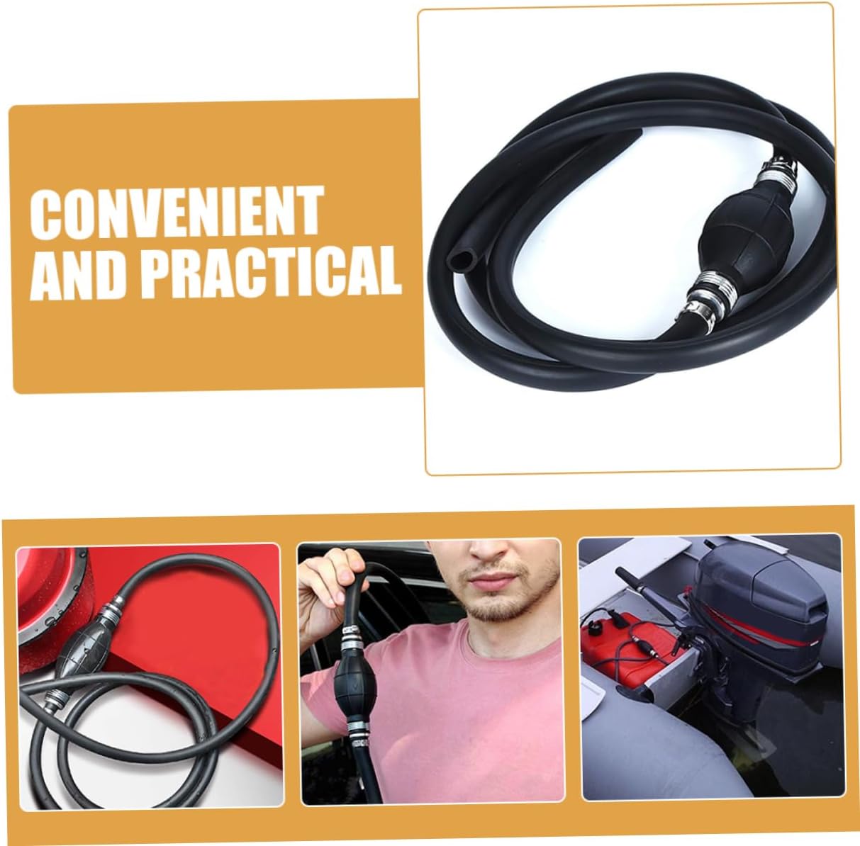 ULTECHNOVO High Flow Manual Car Fuel Transfer Pump Hose Rubber Siphon Hand Pump for Gas and Water for Car Accessories and Fish Tank Use