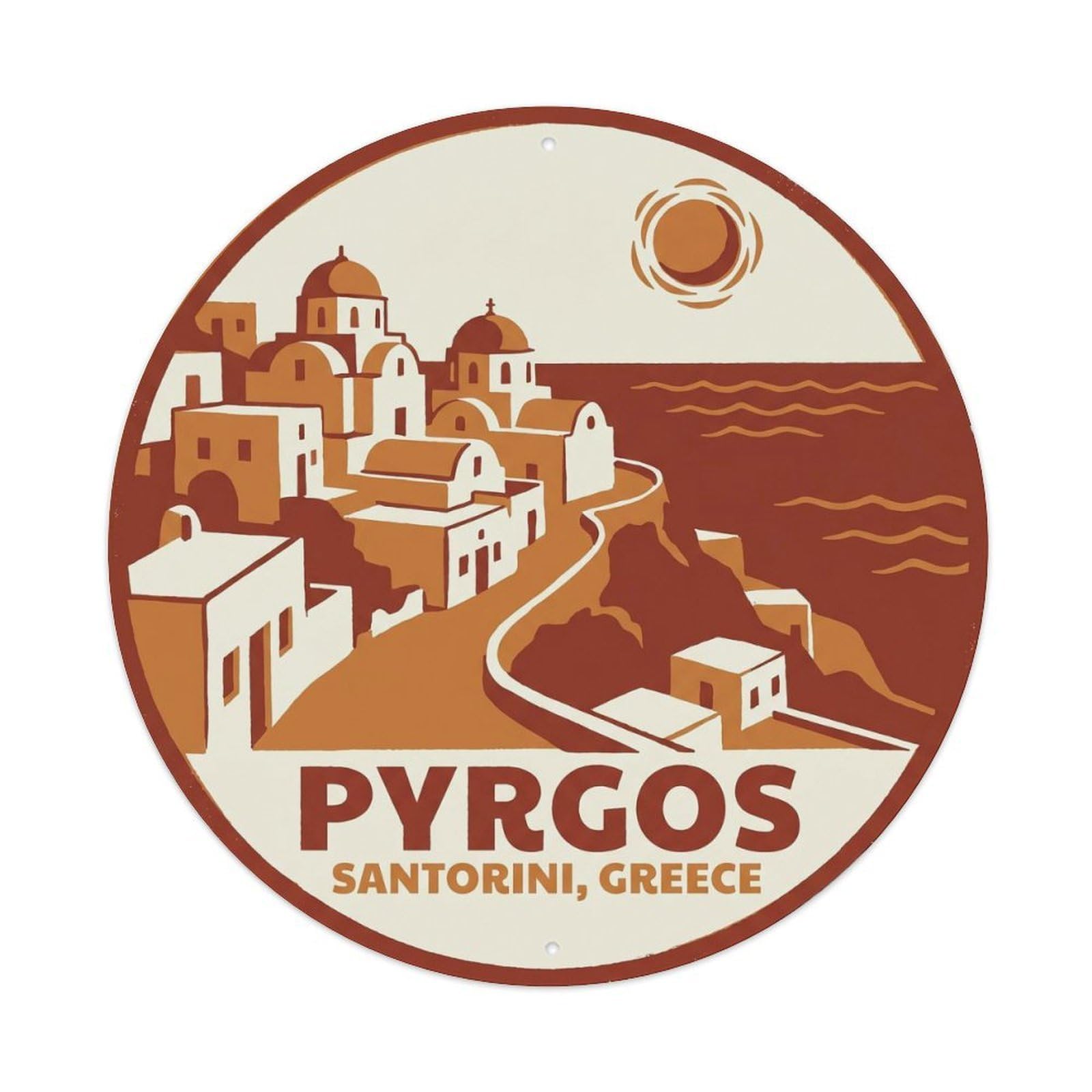 Pyrgos Hilltop Santorini Greece Greek Island Metal Tin Sign