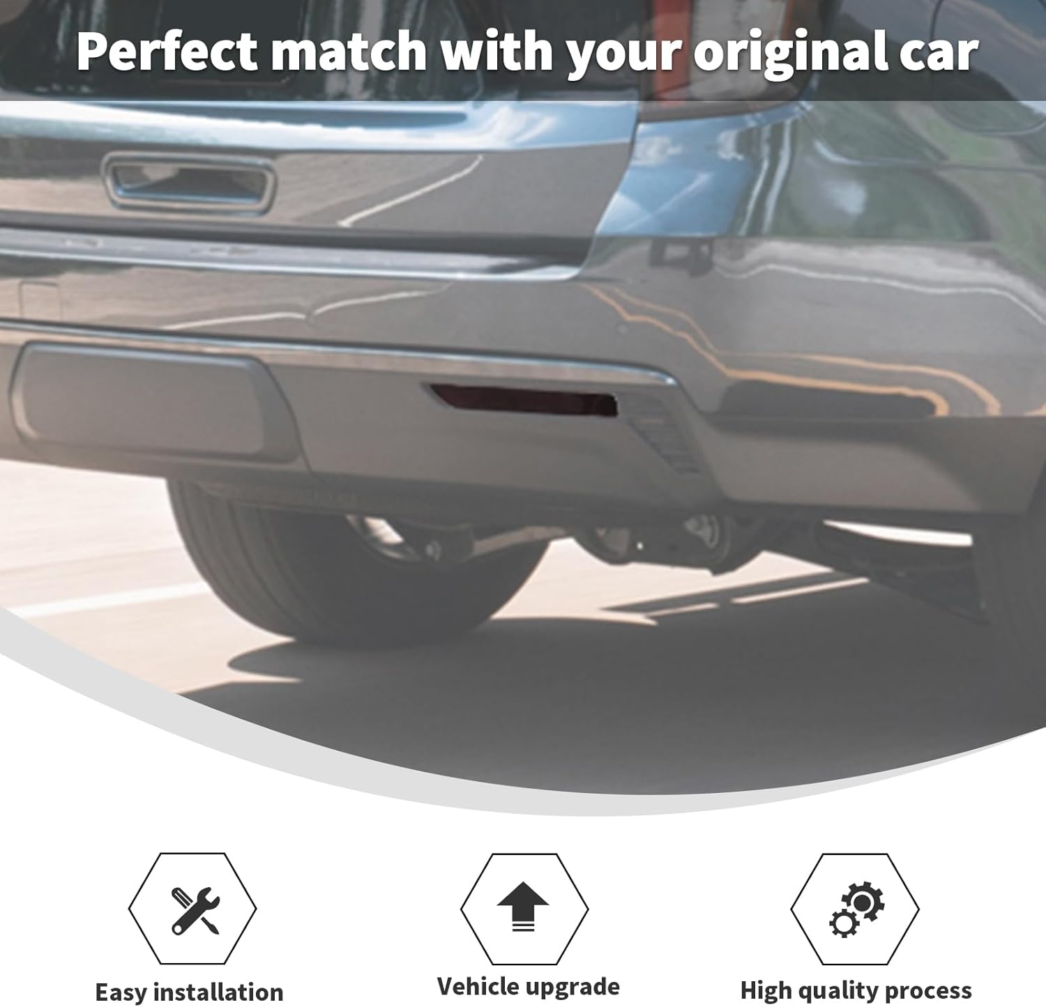 Linskip Rear Fog Light Covers Compatible with 2021-2024 Chevy Suburban Tahoe & GMC Yukon, Dark Smoke Rear Bumper Reflector Cover, Exterior Accessories