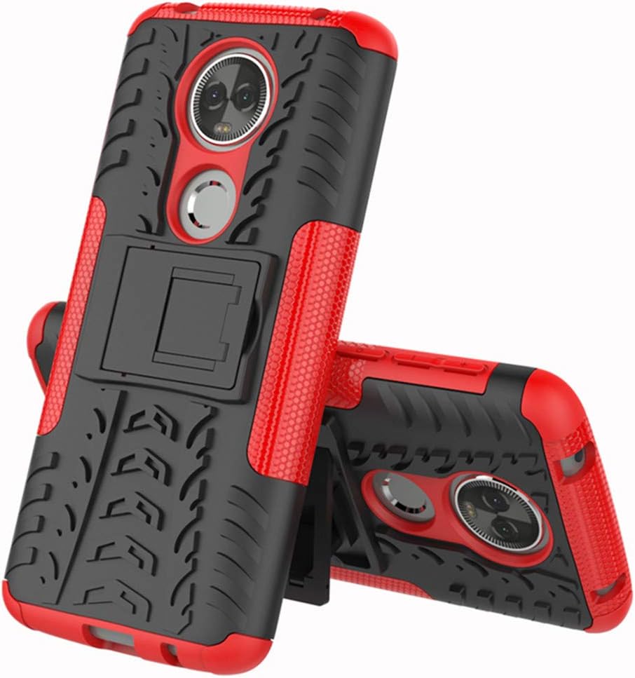 Yiakeng Moto E5 Plus Case, Moto E5 Supra Case, Dual Layer Shockproof Wallet Slim Protective with Kickstand Phone Case Cover for Motorola Moto E Plus (5th Generation) (Red)