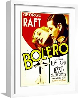 ART.COM Wall Art Print Bolero, Carole Lombard, George Raft on midget window card, 1934 on White Frame, 16" x 20"