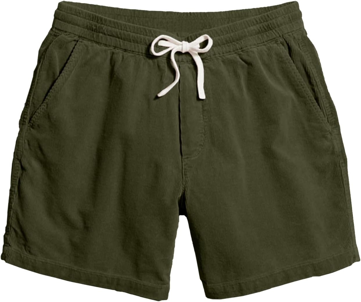 JEMLDL Men's Corduroy Shorts 5 Inch Inseam Drawstring Elastic Waist Lightweight Casual Summer Beach Shorts with Pocket