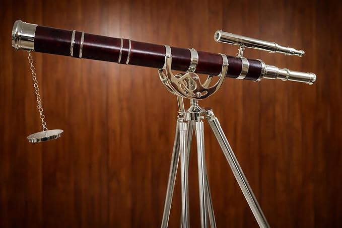 Telescopio Náutico de Latón Vintage con Trípode de Madera/Ajustable miniatura 5
