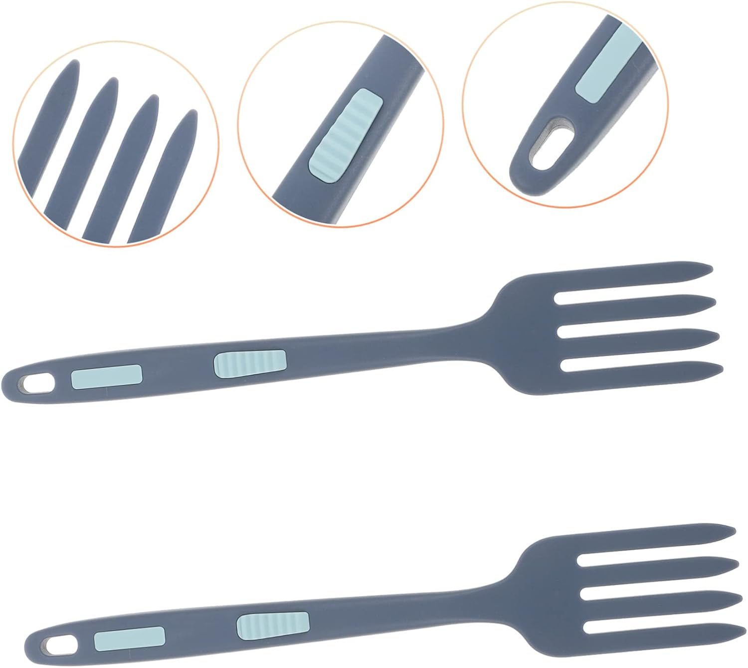 2Pcs Silicone Cooking Fork Set Large Heat-Resistant Kitchen Utensils for Pasta Stir Fry and Salad Mixing Ergonomic Wear-Resistant Design Dishwasher Safe