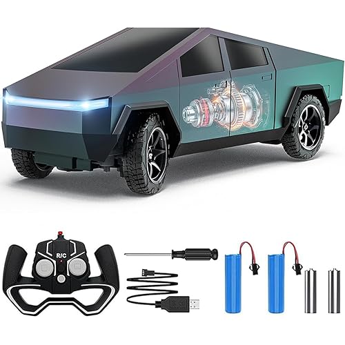 Remote Control Car, All Terrain High Speed RC Pi-ckup Truck Toys with Light and Loadspace, Electric Vehicle Toys for Kids and Adults, Gifts for Birthday (Green Purple Color Change)