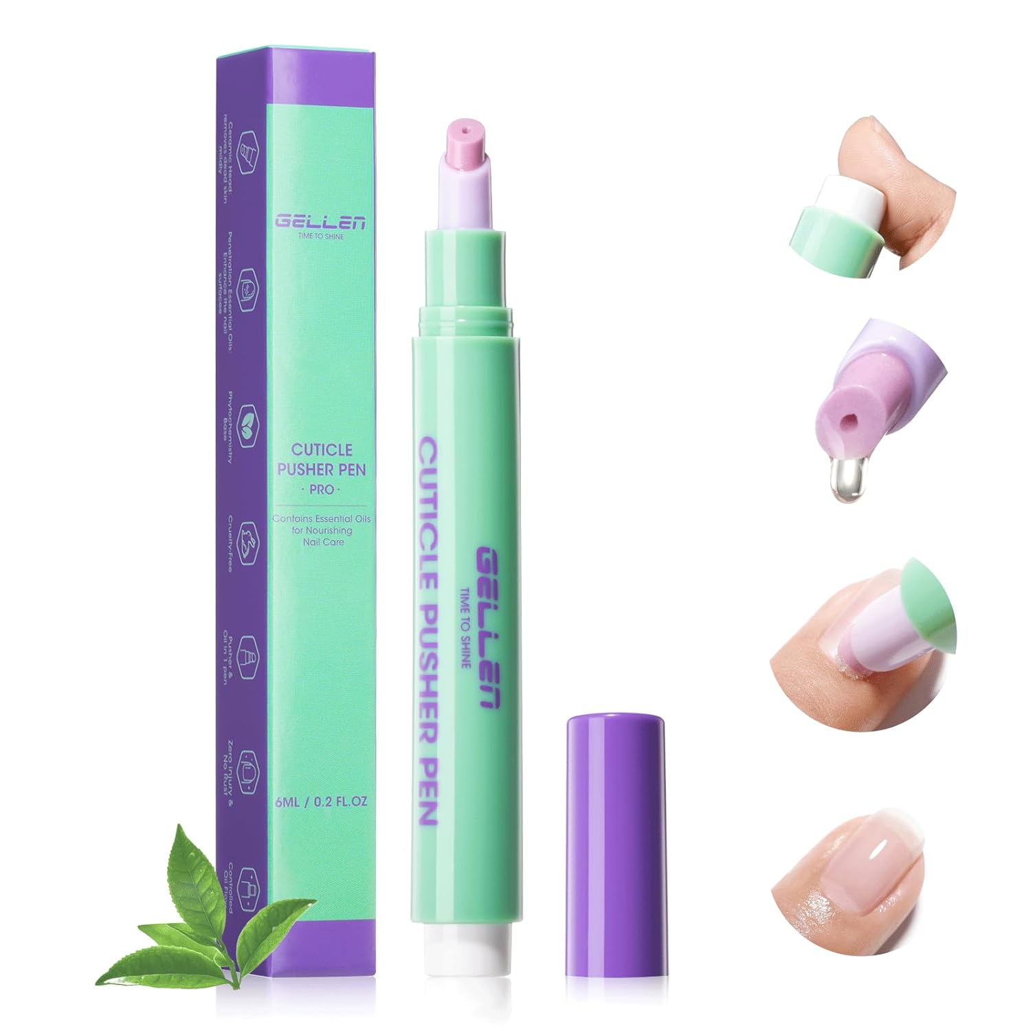 Gellen Ceramic Cuticle Oil Pusher Pen: Refillable 2-in-1 Nail Care Tool for Hangnails, Damaged Nails & Daily Manicures