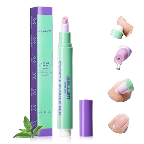 Gellen Pluma empujadora de aceite para cutículas, bolígrafo removedor de cutículas de cerámica, bolígrafo de aceite nutritivo de uñas de 0.2 fl oz,