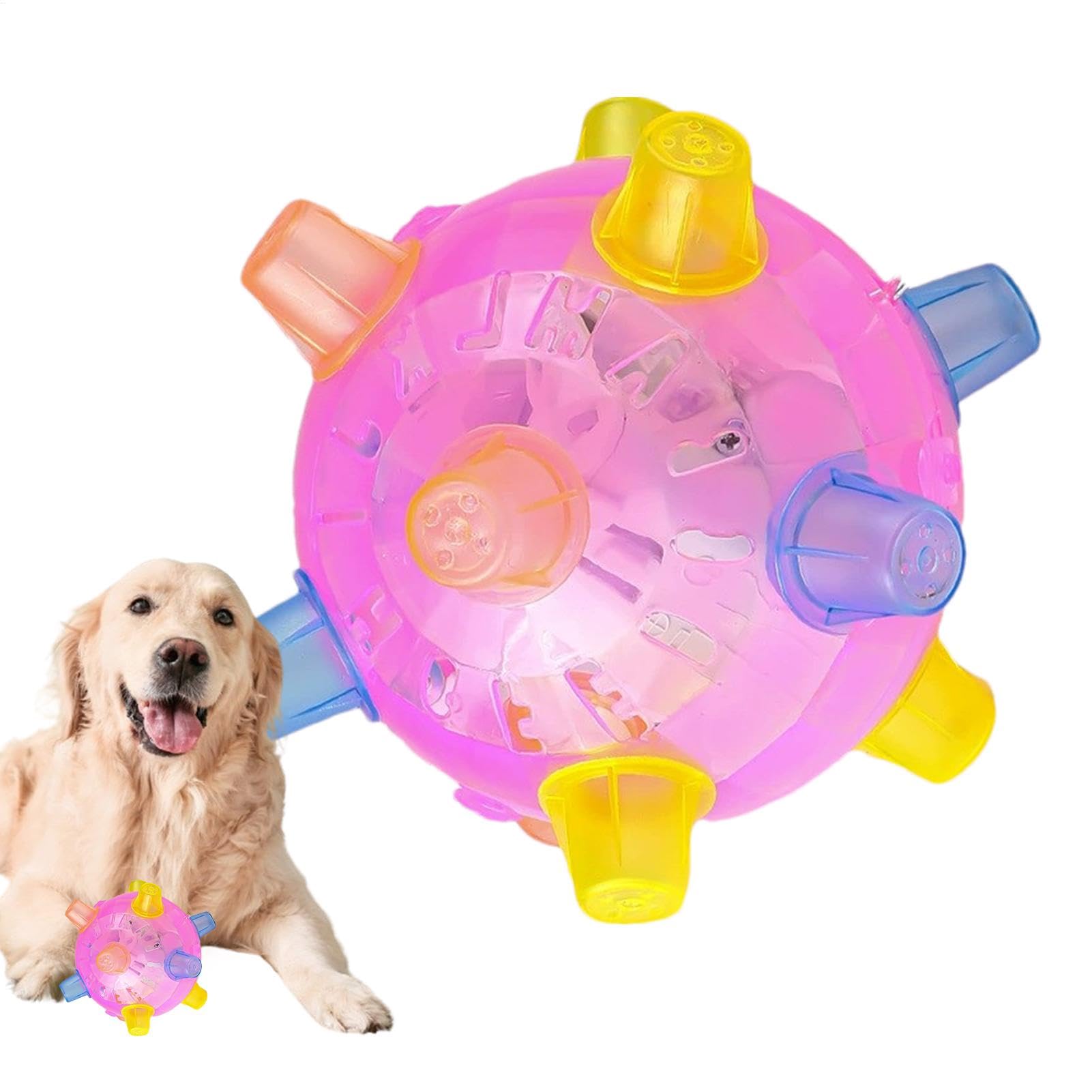 Vgvgaj Pink PP LED Musical Bouncing Dancing Toy for Dogs and Cats - 12x12cm